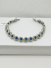 PULSERA CORAZÓN ZIRCONIA AZUL - PLATA .925