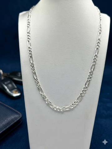 CADENA FÍGARO CART 3x1 - 60 CM x 4 MM - PLATA .925