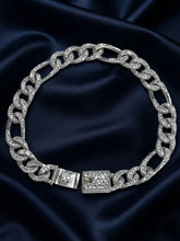 PULSO FIGARO 3x1 CON ZIRCONIA MONTADA EN PASTA - 20.5 cm x 8 mm - PLATA .925