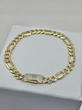 PULSO FIGARO CART 3x1 - Broche piedra - 21 cm x 6.5 mm - ORO 10K