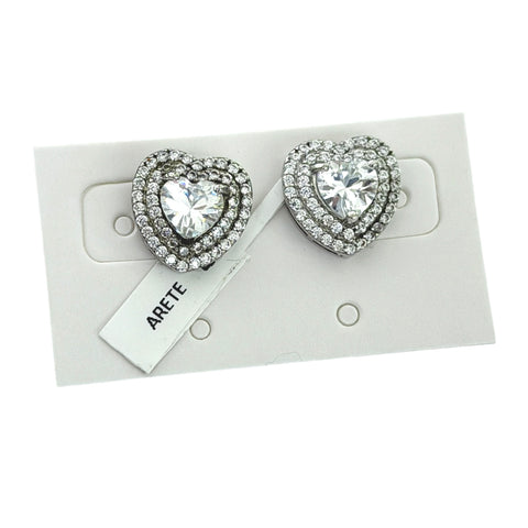 ARETE  CORAZÓN HALO DOBLE LÍNEA - PLATA .925