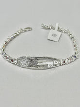 PULSERA PLACA LLAVE SAN BENITO - PIEDRA COLORES - PLATA .925