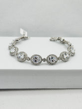 PULSERA OVAL ZIRCONIA CON ENLACES - PLATA .925