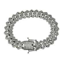 PULSO BARBADO EDGE BAGUETE ZIRCONIA - 21 CM x 1.4 CM PLATA .925