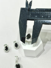 SET / JUEGO 3 PZAS - HALO GOTA  - NEGRO - PLATA .925