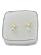 BROQUEL CORAZÓN CON PERLA - ORO 10K