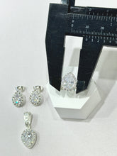 SET / JUEGO 3 PZAS - HALO GOTA  - BLANCO - PLATA .925
