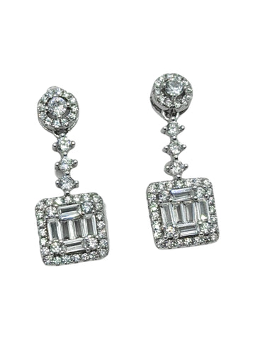 ARETE CUADRO 1 BAGUETTES  - PLATA .925