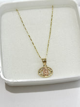 CADENA CON MEDALLA VIRGEN DE GUADALUPE OVALADA HORIZONTAL - ROSA - ORO 10K