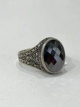 ANILLO PIEDRA NEGRA DISEÑO MARGEN - PLATA .925
