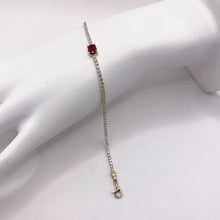 PULSERA TIPO TENNIS CON ZIRCONIA OVAL CENTRAL ROJO - ORO 10K