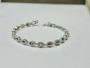PULSERA SEMILLAS ZIRCONIA COLORES - PLATA .925