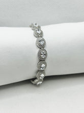 PULSERA OVAL ZIRCONIA CON DOBLE CONTORNO - PLATA .925