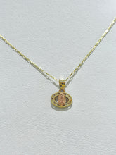 CADENA CON MEDALLA VIRGEN DE GUADALUPE OVALADA HORIZONTAL - ROSA - ORO 10K