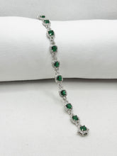 PULSERA CUADRO VERDE ENLACES - PLATA .925