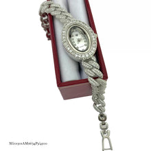 RELOJ OVAL CON ESLABON BARBADO - PLATA .925