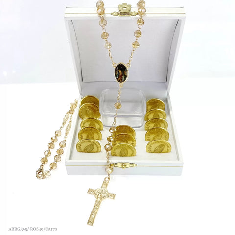 JUEGO DE ARRAS CHAPA DE ORO GRANDES - VIRGEN GPE.