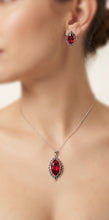 SET JUEGO ZIRCONIA GUINDA FORMA SEMILLA CON MARGEN PAVONADO - PLATA .925