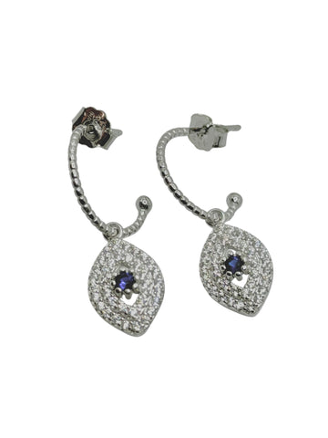ARETE MEDIA ARRACADA CON OJO COLGANTE - PLATA .925