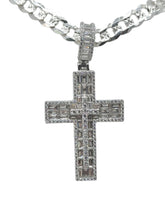 DIJE CRUZ CON PIEDRA ZIRCONIA BAGUETTE CENTRO CRUZ MINI  - PLATA .925