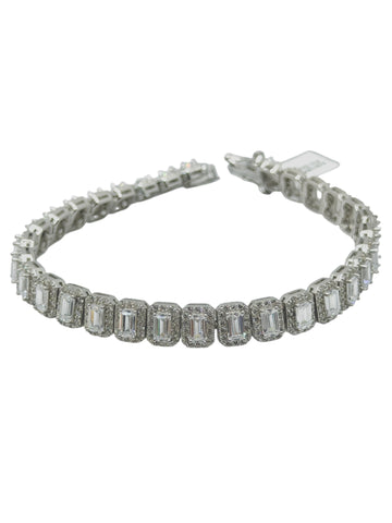 PULSERA RECTÁNGULO CONTORNO ZIRCONIA - PLATA .925