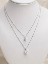 COLLAR GARGANTILLA DOBLE CADENA CON GOTAS ZIRCONIA  - PLATA .925