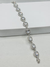 PULSERA OVAL ZIRCONIA CON ENLACES - PLATA .925