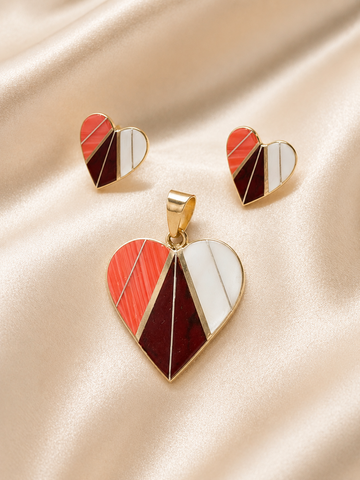 SET / JUEGO CORAZON 3 COLORES - PLATA .925