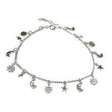 TOBILLERA DIJES COLGANTES - SOL Y LUNA - PLATA .925