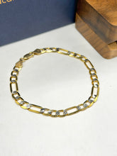 PULSO FÍGARO CART 3x1 - 21 CM x 6 MM - DIAMANTADO BLANCO - ORO 10K