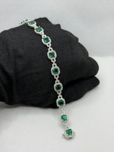 PULSERA CUADRO VERDE ENLACES - PLATA .925