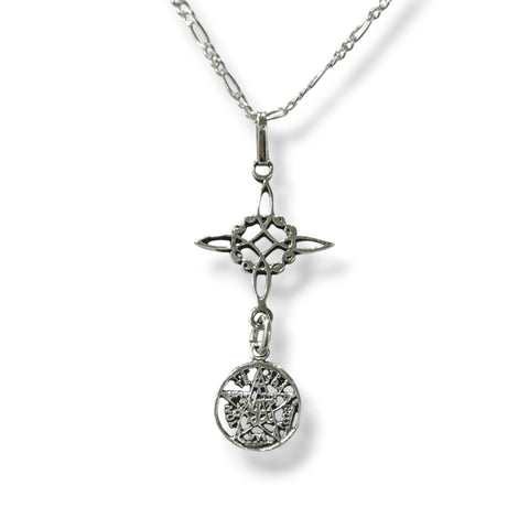 CADENA CON DIJE NUDO DE BRUJA + PENTAGRAMA - PLATA .925
