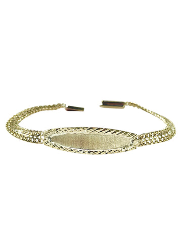 ESCLAVA PETATILLO PLACA BISELADA - 18 cm x 6 mm - Amarillo - ORO 10K