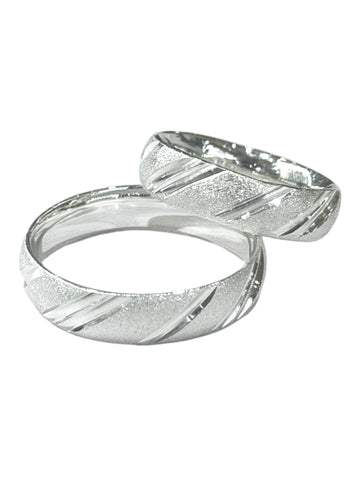 ARGOLLA 5 MM ARENADO - LÍNEAS DIAGONALES LISAS - PLATA .925
