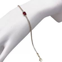 PULSERA TIPO TENNIS CON ZIRCONIA OVAL CENTRAL ROJO - ORO 10K