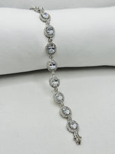 PULSERA OVAL ZIRCONIA CON ENLACES - PLATA .925