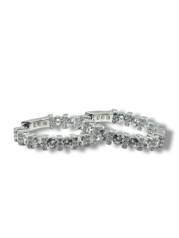 ARRACADA GRANDE VIÑETAS ZIRCONIA - BROCHE CLICK - PLATA .925