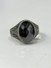 ANILLO PIEDRA NEGRA DISEÑO MARGEN - PLATA .925