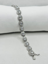 PULSERA OVAL ZIRCONIA CON DOBLE CONTORNO - PLATA .925