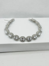 PULSERA OVAL ZIRCONIA CON DOBLE CONTORNO - PLATA .925
