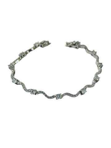 PULSERA 0NDAS ZIRCONIA - PLATA .925