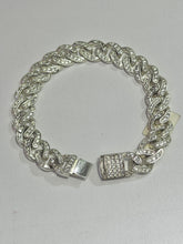 PULSO BARBADO CON ZIRCONIA INCRUSTADA - 18 cm x 1.1 cm - PLATA .925