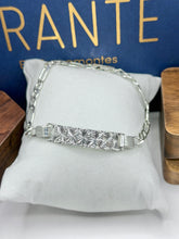 ESCLAVA PLACA DIAMANTADO ESTRELLAS - 21 CM - PLATA .925