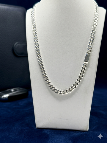 CADENA BARBADA - HECHA A MANO - 60 CM x 5.5 mm - PLATA .925