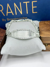 ESCLAVA TEJIDO CHINO CON PLACA GRECAS - 20 CM x 8 MM - PLATA .925