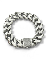 PULSO BARBADO CUBANO LIGERO - 21.5 cm x 1.6 cm - PLATA .925