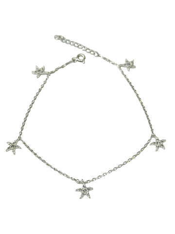 TOBILLERA DIJES COLGANTES - ESTRELLA DE MAR - PLATA .925
