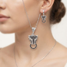 SET / JUEGO PANTERA CON ZIRCONIA NEGRA - PLATA .925