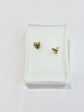 ARETE CORAZÓN INFLADO BROCHE MARIPOSA - ORO 10K