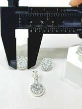 SET / JUEGO 3 PZAS - HALO OVALADO  - BLANCO - PLATA .925